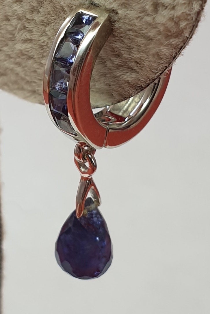 Edler 3,8 Carat Iolith Ohrcreolen 925 Silber Creolen  Ohrschmuck Ohrring