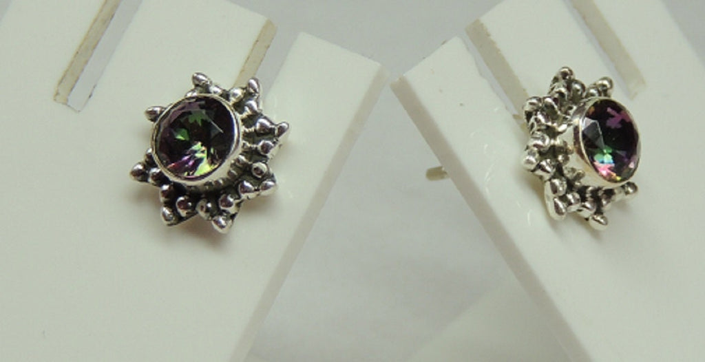 Edler 0,95 Carat Mystik Topas Ohrstecker 925 Silber Ohrring Ohrschmuck