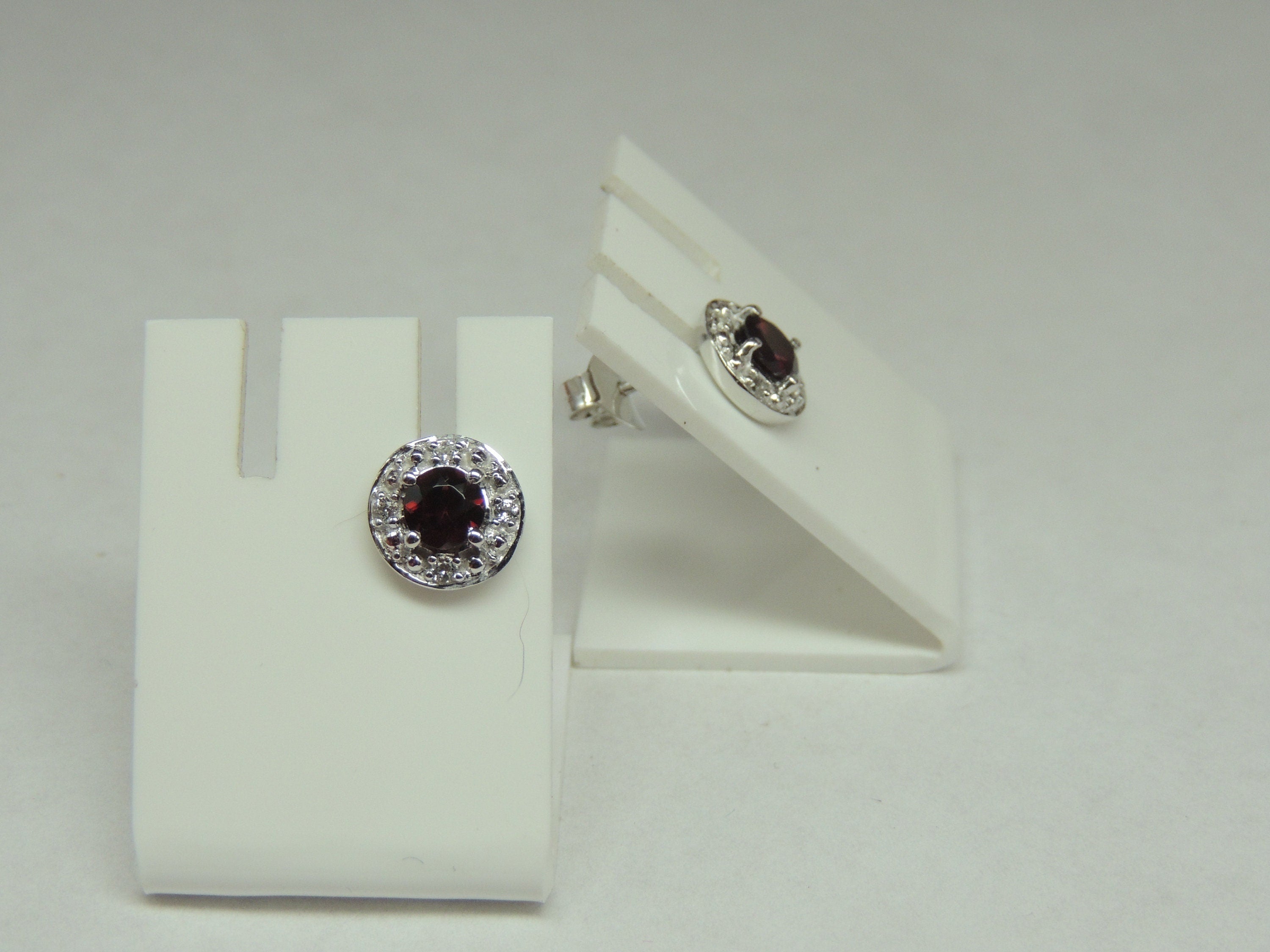Edle 1,2 Carat Granat weisstopas Ohrstecker 925 Silber Ohrring blutroter Granat
