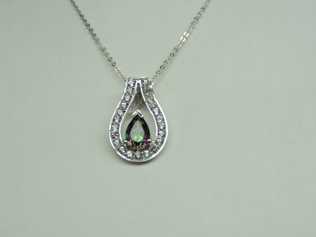 Edle 1,15 Carat Mystic Topas Anhanger weisstopas 925 Silber Collier Kette Top Edel