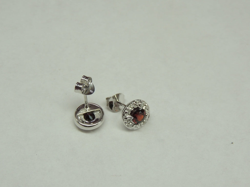Edle 1,2 Carat Granat weisstopas Ohrstecker 925 Silber Ohrring blutroter Granat