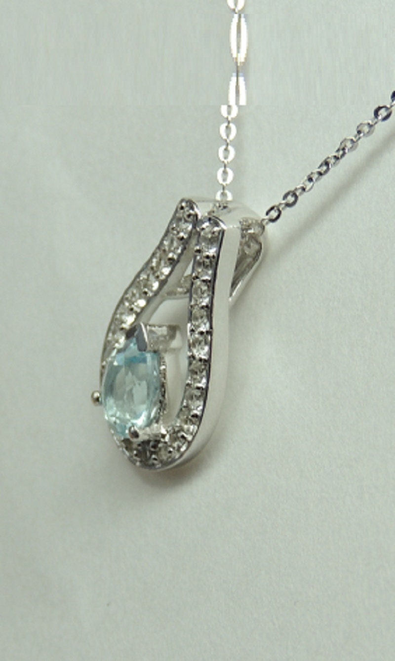 Edle 1,30 Carat Blautopas Anhänger 925 Silber weisstopas 925 Silber