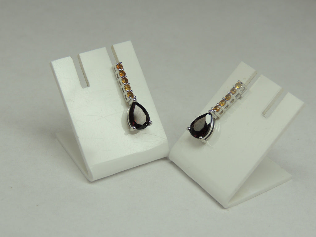 Edle 2,65 Carat Granat Citrin Ohrstecker 925 Silber blutroter Granat ein Traum