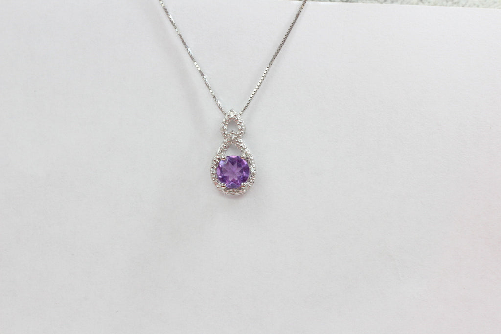 Echter Amethyst Anhänger 925 Silber, Lila Edelstein Kette mit Weißtopas, Minimalistischer Schmuck, Geschenk für Sie, Februar Geburtsstein