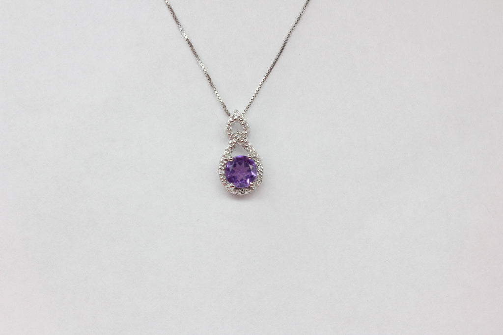 Echter Amethyst Anhänger 925 Silber, Lila Edelstein Kette mit Weißtopas, Minimalistischer Schmuck, Geschenk für Sie, Februar Geburtsstein