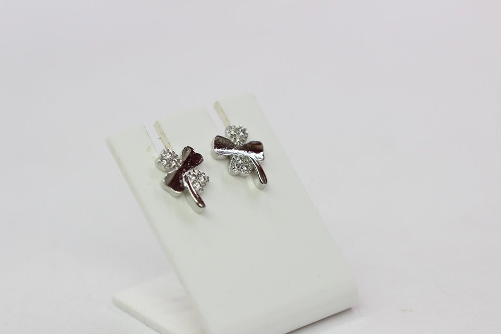 Edle Kleeblatt Ohrstecker mit Zirkonia 925  Silber Ohrring Edel Top  ca 9 mm