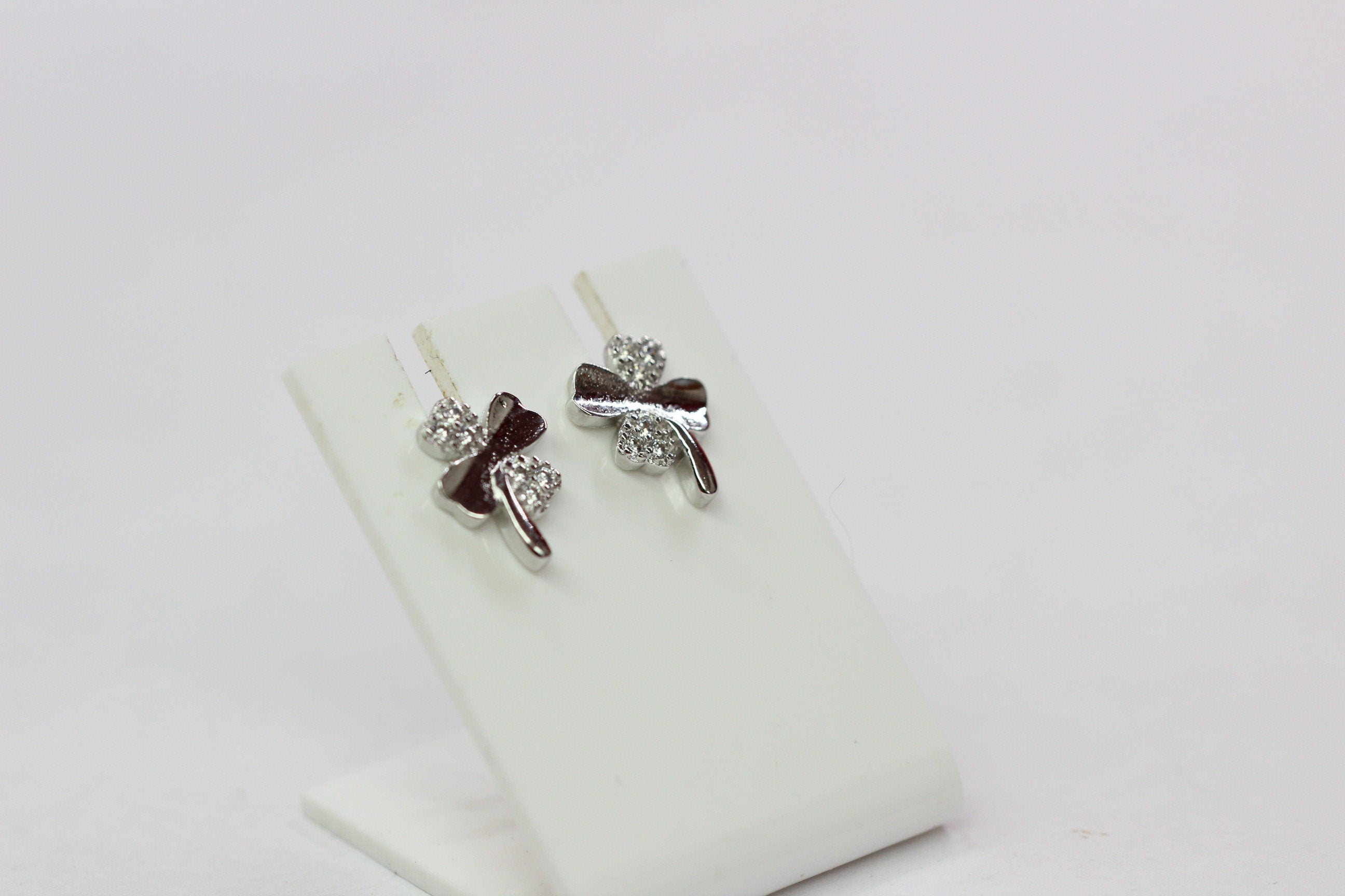 Edle Kleeblatt Ohrstecker mit Zirkonia 925  Silber Ohrring Edel Top  ca 9 mm