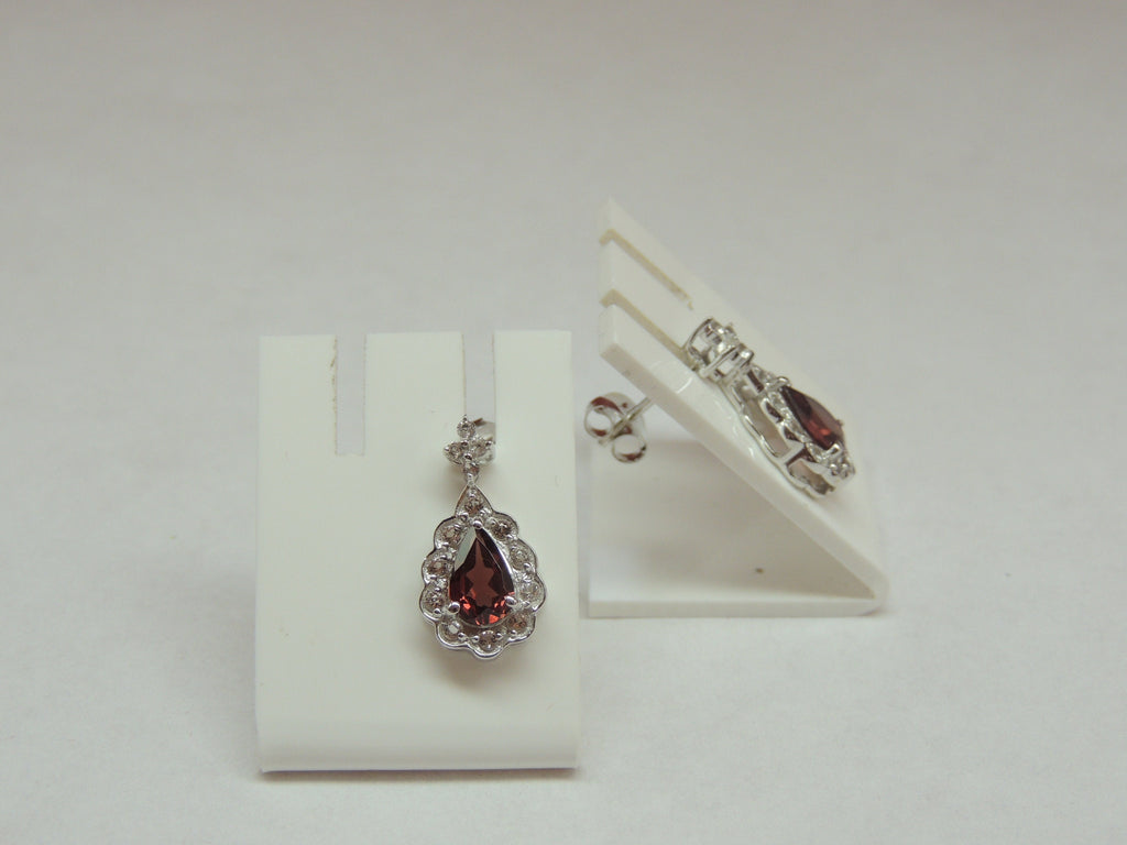 Edle 2,15 Carat Granat weisstopas Ohrstecker 925 Silber Ohrring weisser Topas