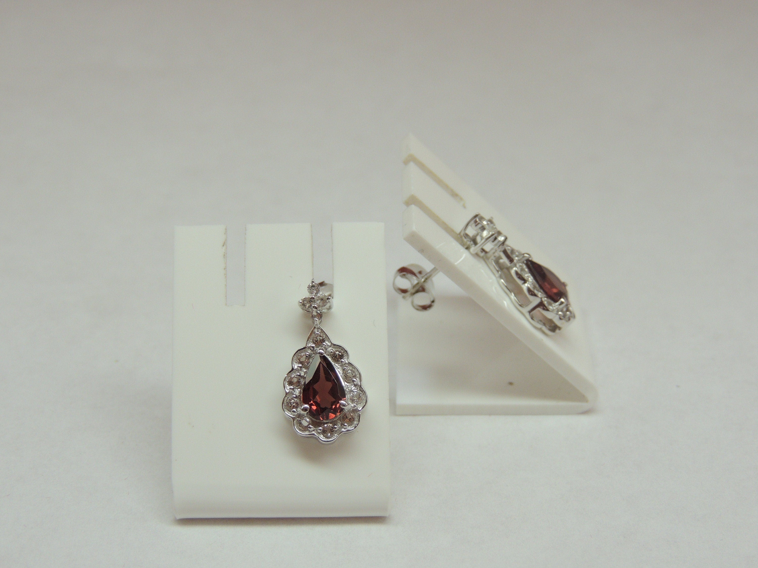 Edle 2,15 Carat Granat weisstopas Ohrstecker 925 Silber Ohrring weisser Topas