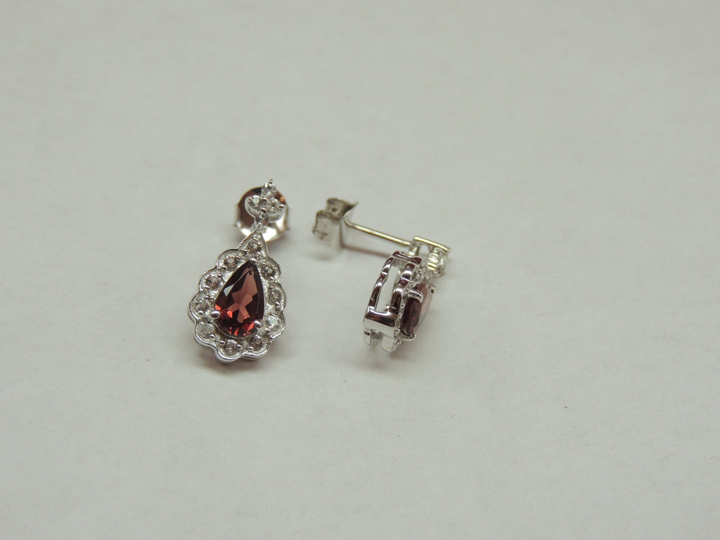 Edle 2,15 Carat Granat weisstopas Ohrstecker 925 Silber Ohrring weisser Topas