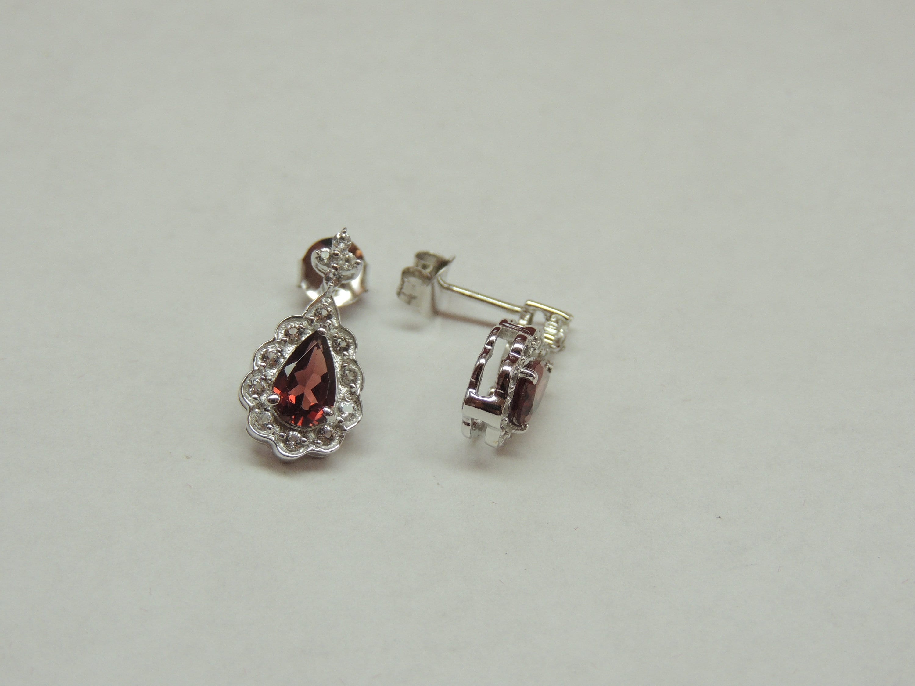 Edle 2,15 Carat Granat weisstopas Ohrstecker 925 Silber Ohrring weisser Topas