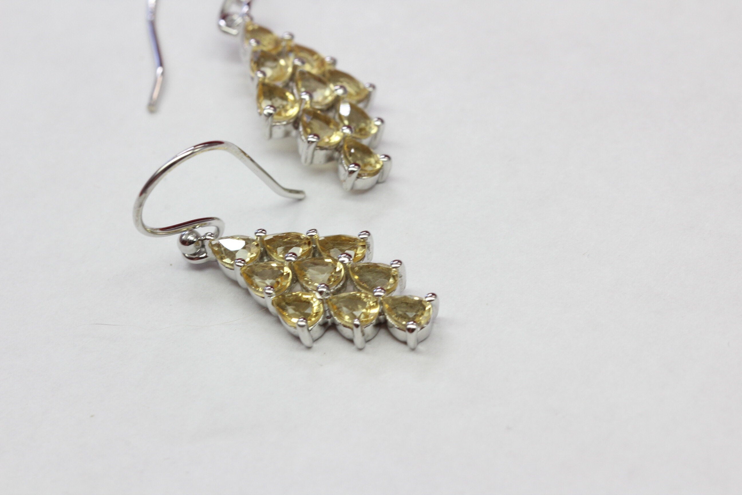 Edle 2,55 Carat Citrin Ohrhanger 925 Silber hellgelber Edelstein Top  18 Edelsteine