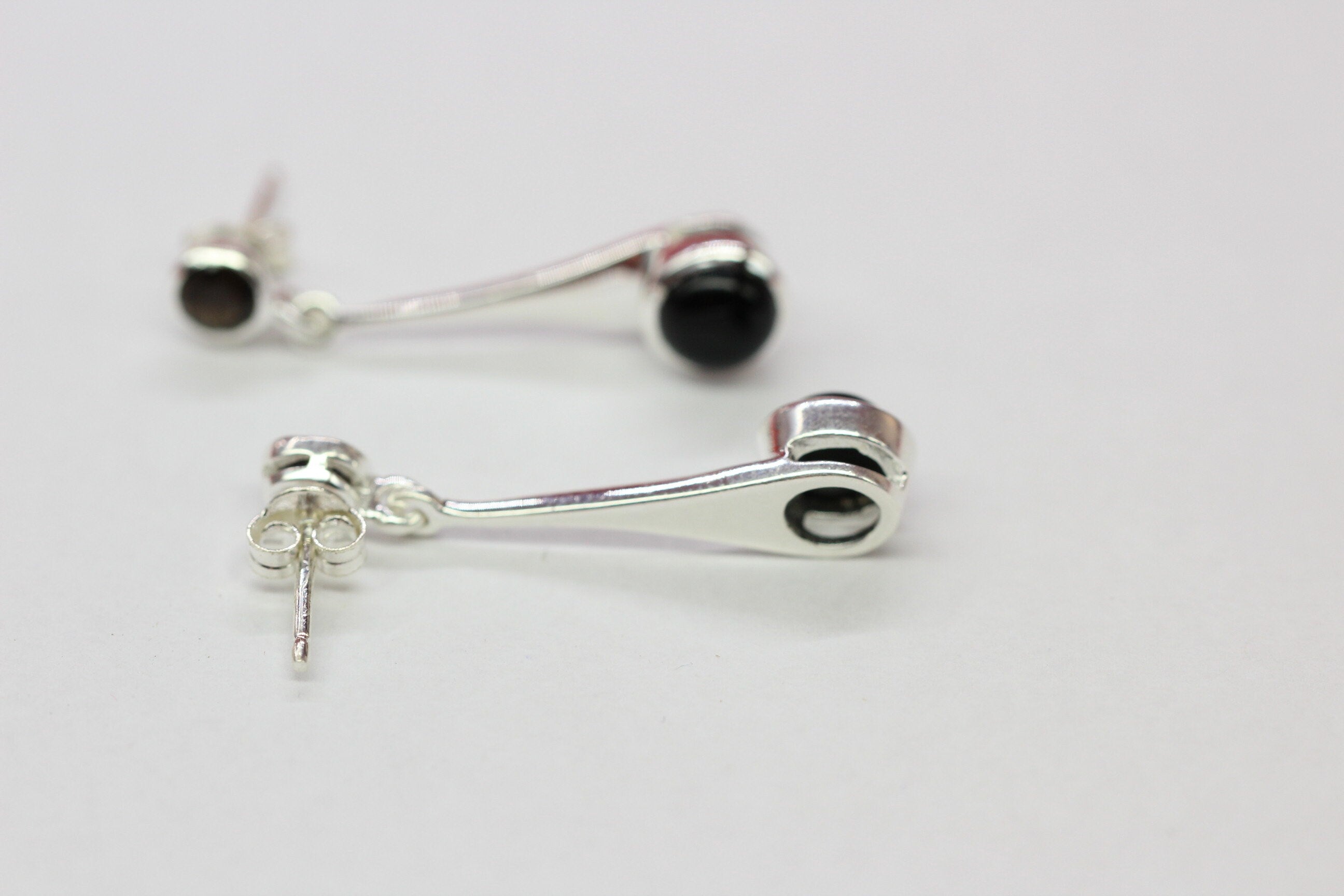 Edler 3,1 Carat Rauchquarz Onyx Ohrstecker 925 Silber Ohrschmuck Ohrhanger