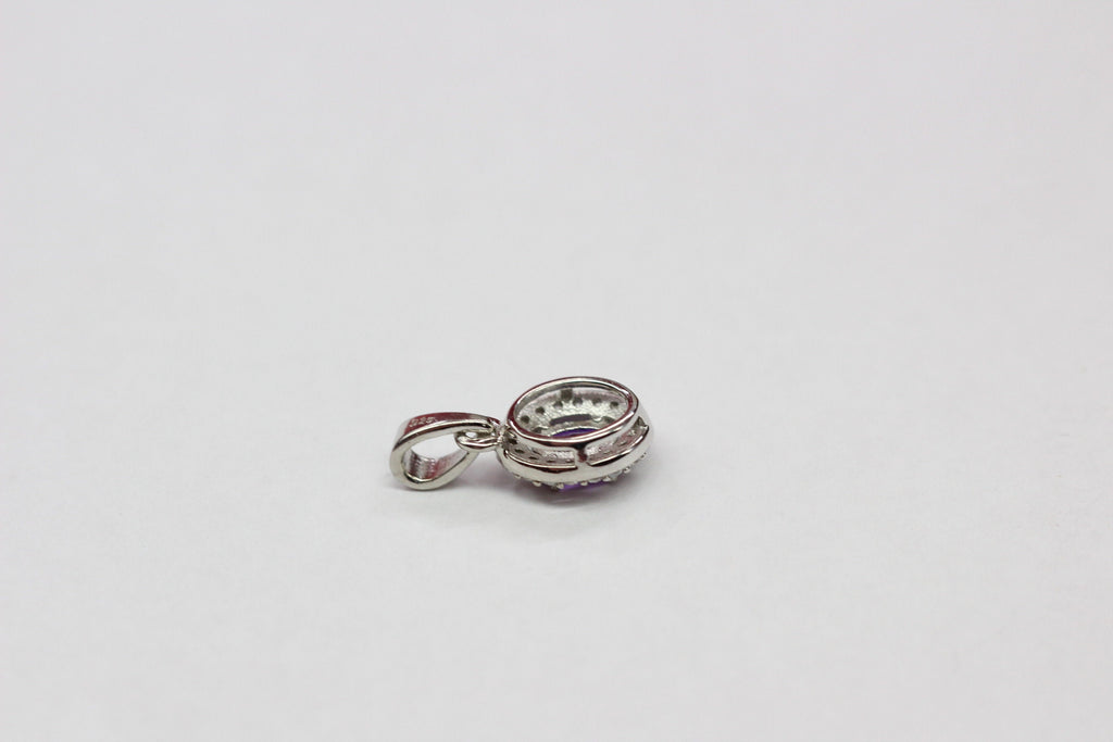 Edler 0,4 Carat Amethyst Anhanger 925 Silber Collier Kette Zirkonia American Diamant