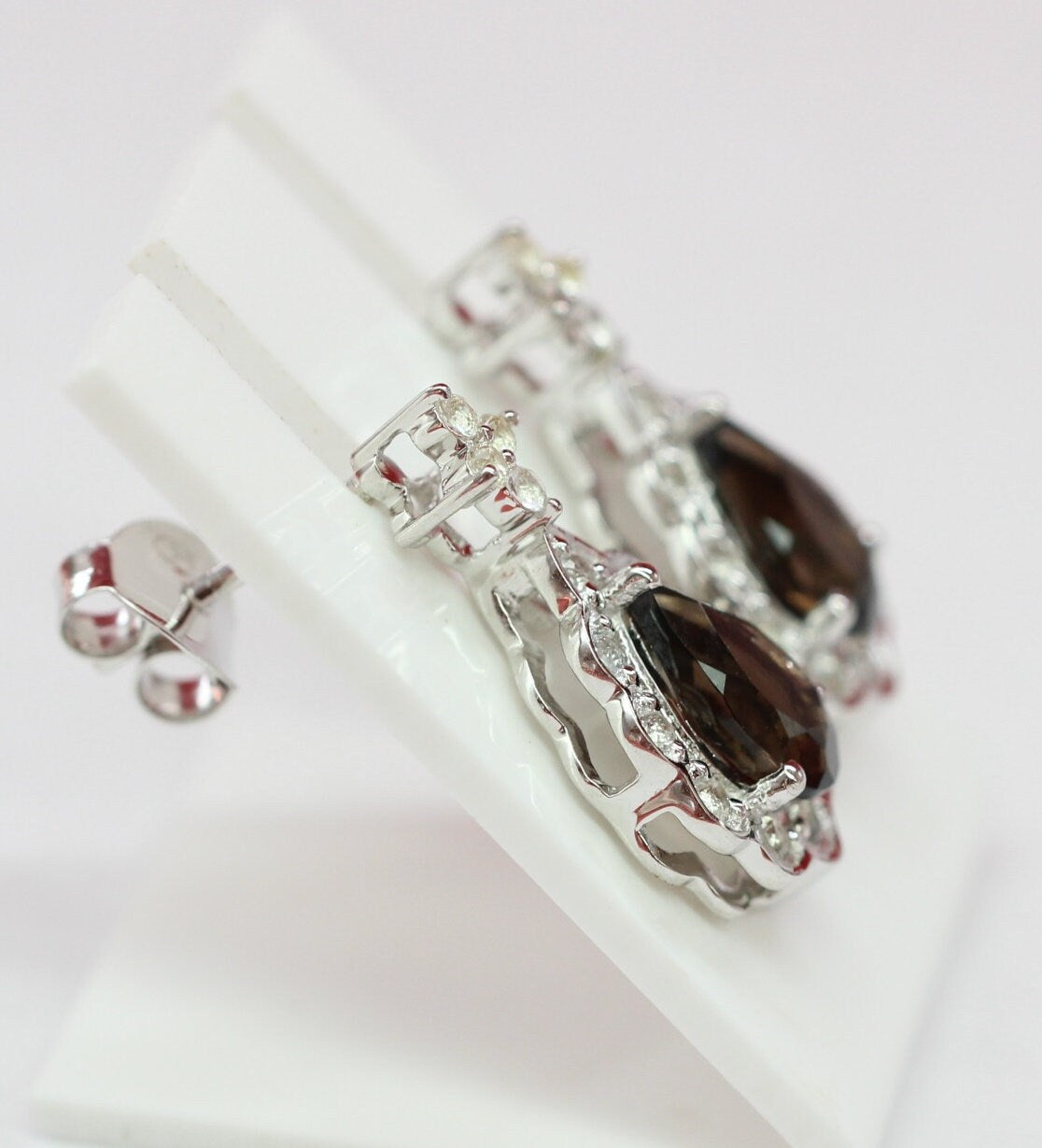 Edle 1,09 Carat Rauchquarz weisstopas Ohrstecker 925 Silber Ohrring Rauchtopas