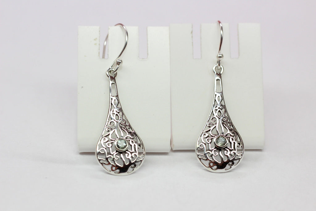 Edle 0,2 Carat Blautopas Ohrhanger filigran gearbeitet 925 Silber sky blue Topas