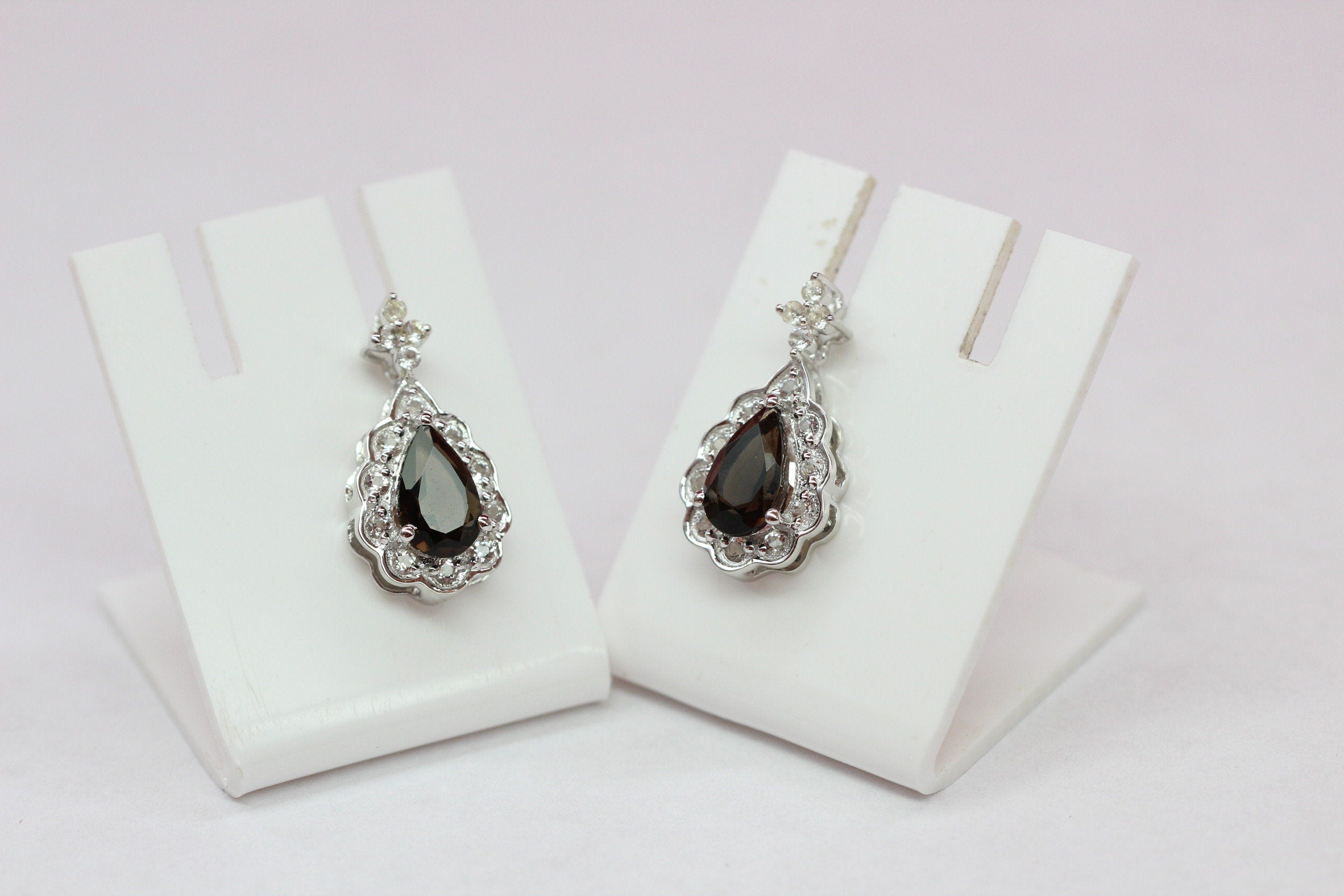 Edle 1,09 Carat Rauchquarz weisstopas Ohrstecker 925 Silber Ohrring Rauchtopas