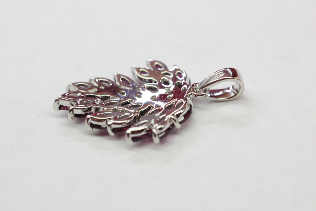 Edler 3,05  Carat Rhodolith weisstopas Anhanger 925 Silber Collier Kette Top Edel