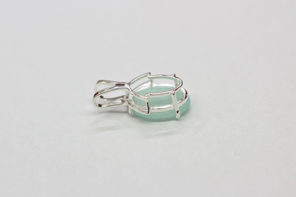 Aqua Chalcedon Anhänger Silber 925  Edles Collier mit 4,9 ct Edelstein, Handgefertigt, Pastellblauer Stein, Maritimer Schmuck Geschenk