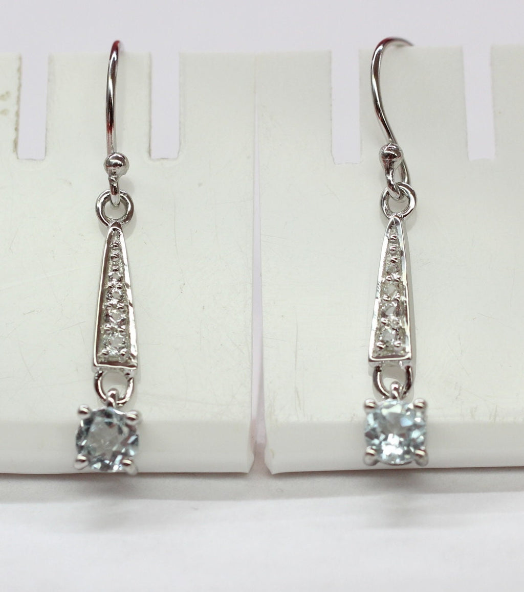 Edle 1,75 Carat Blautopas weisstopas Ohrhanger 925 Silber blauer und weisser Topas