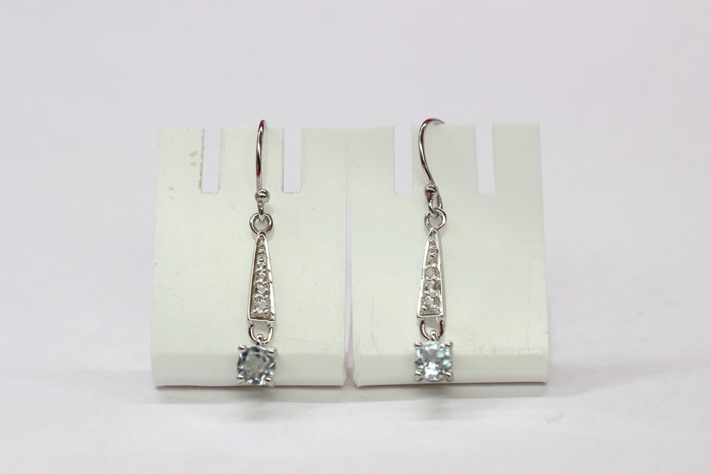 Edle 1,75 Carat Blautopas weisstopas Ohrhanger 925 Silber blauer und weisser Topas