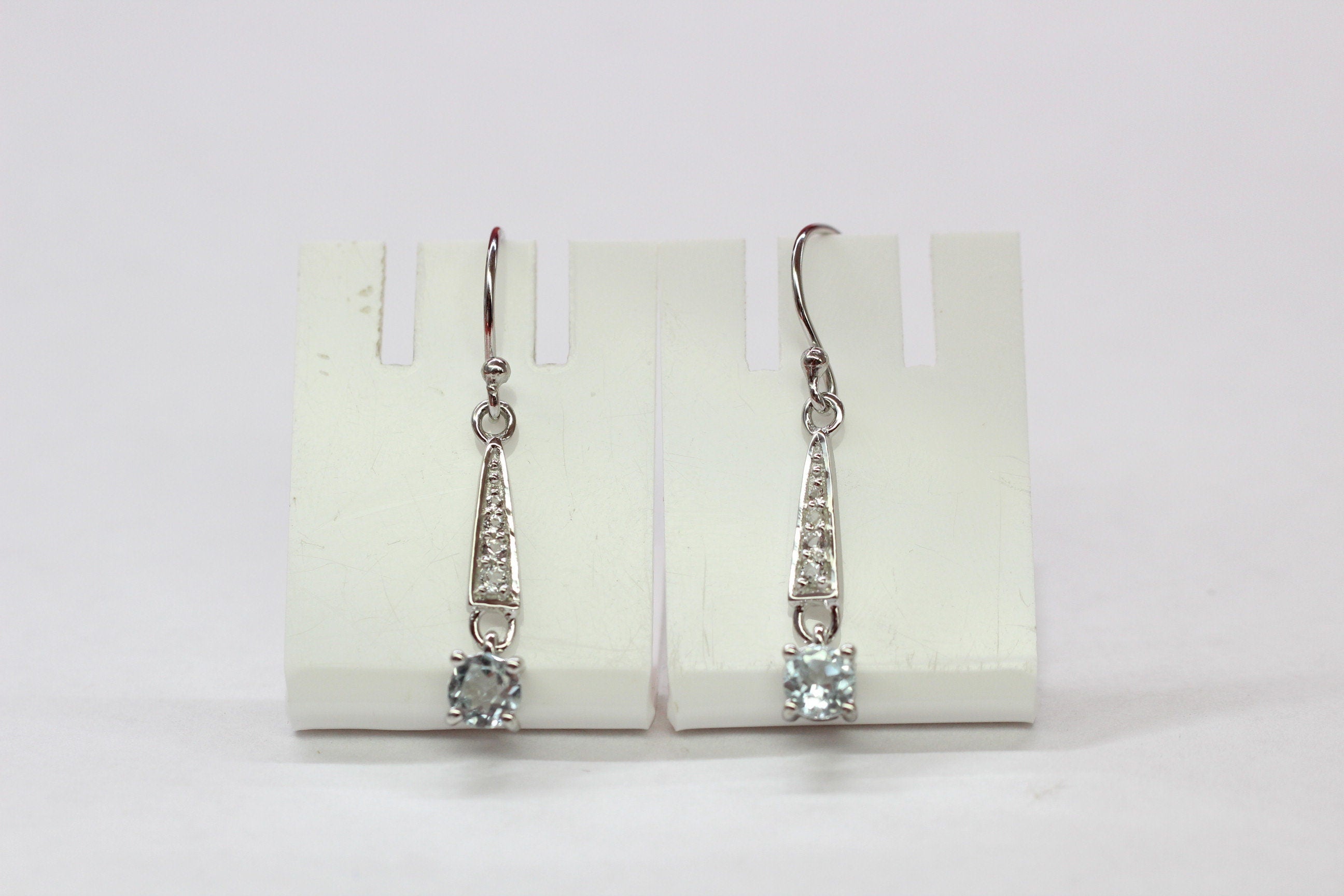 Edle 1,75 Carat Blautopas weisstopas Ohrhanger 925 Silber blauer und weisser Topas