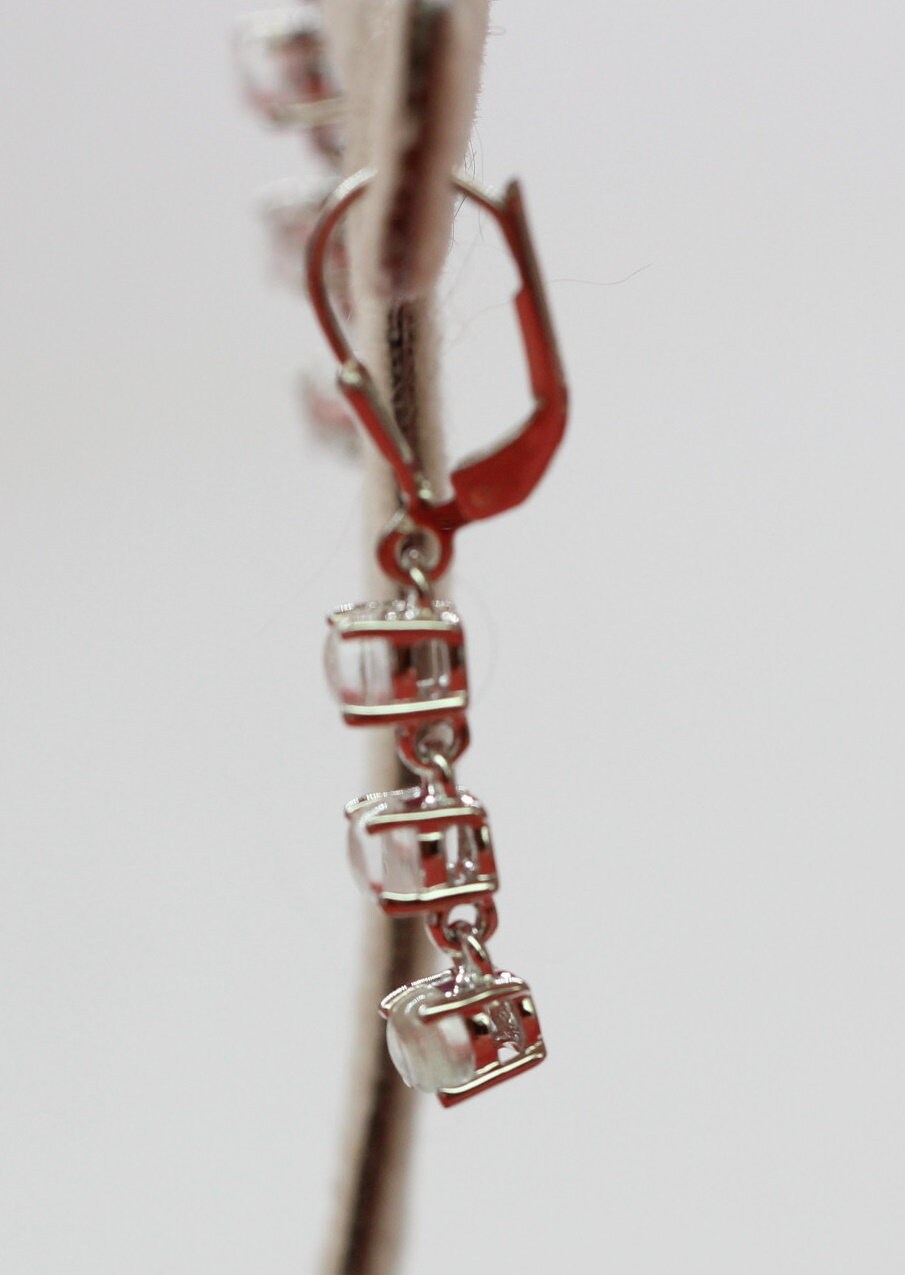 Edle 2,2 Carat weisstopas Ohrhanger 925 Silber Brisur weisser Topas Ohrschmuck