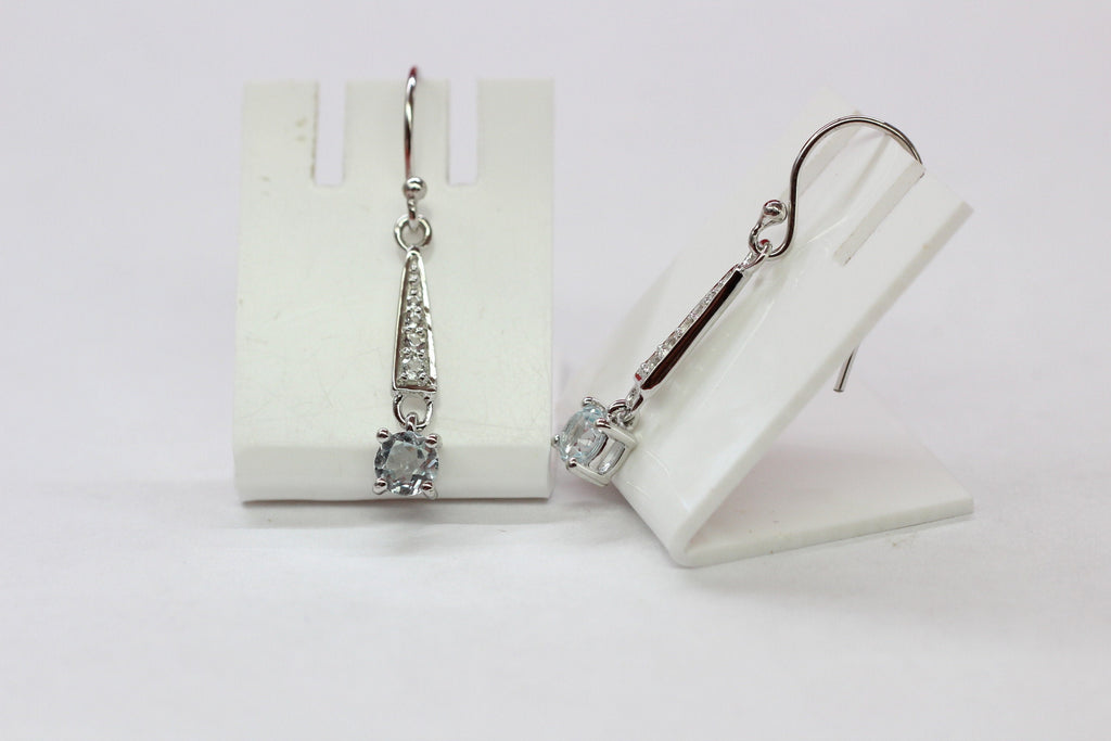 Edle 1,75 Carat Blautopas weisstopas Ohrhanger 925 Silber blauer und weisser Topas