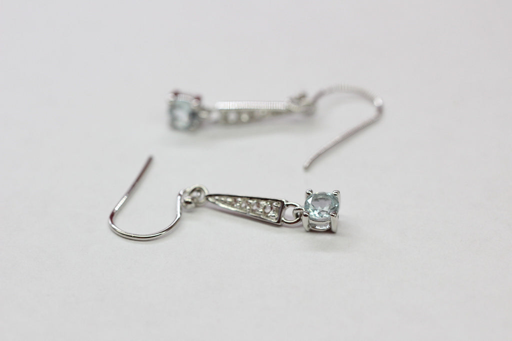 Edle 1,75 Carat Blautopas weisstopas Ohrhanger 925 Silber blauer und weisser Topas
