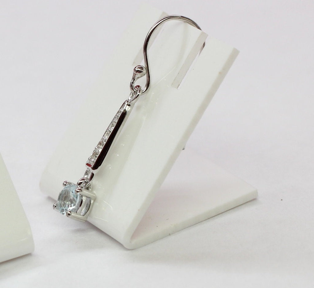 Edle 1,75 Carat Blautopas weisstopas Ohrhanger 925 Silber blauer und weisser Topas