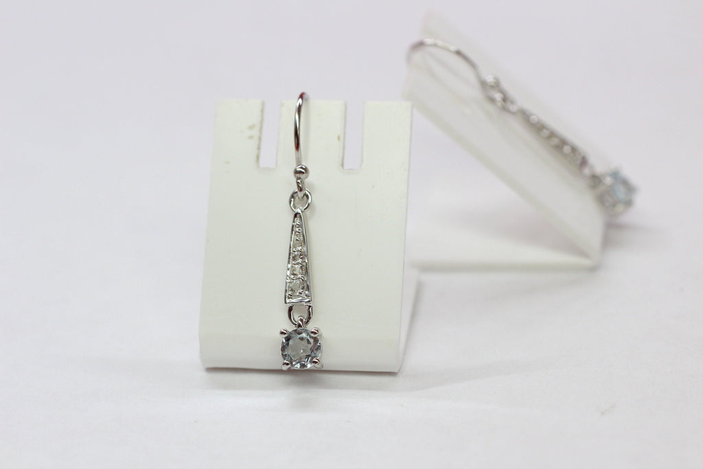 Edle 1,75 Carat Blautopas weisstopas Ohrhanger 925 Silber blauer und weisser Topas