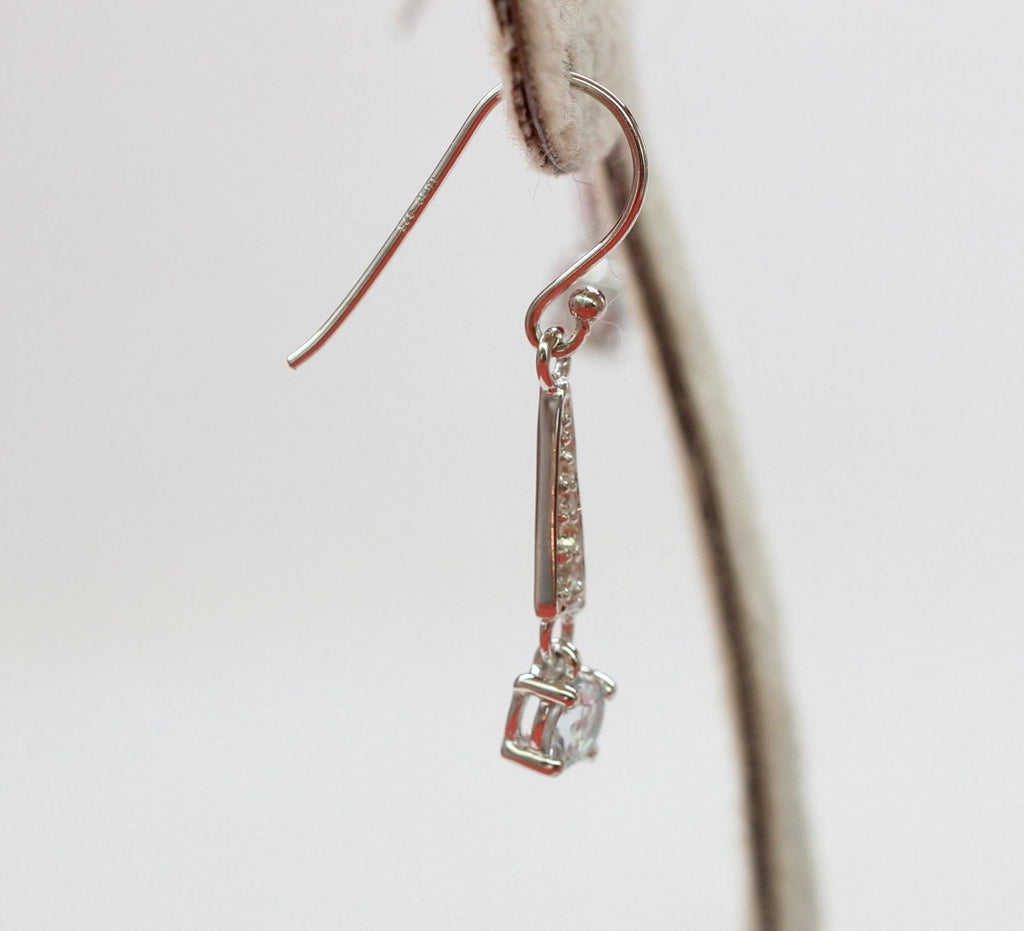 Edle 1,75 Carat Blautopas weisstopas Ohrhanger 925 Silber blauer und weisser Topas