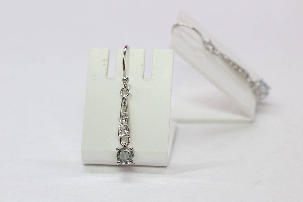Edle 1,75 Carat Blautopas weisstopas Ohrhanger 925 Silber blauer und weisser Topas