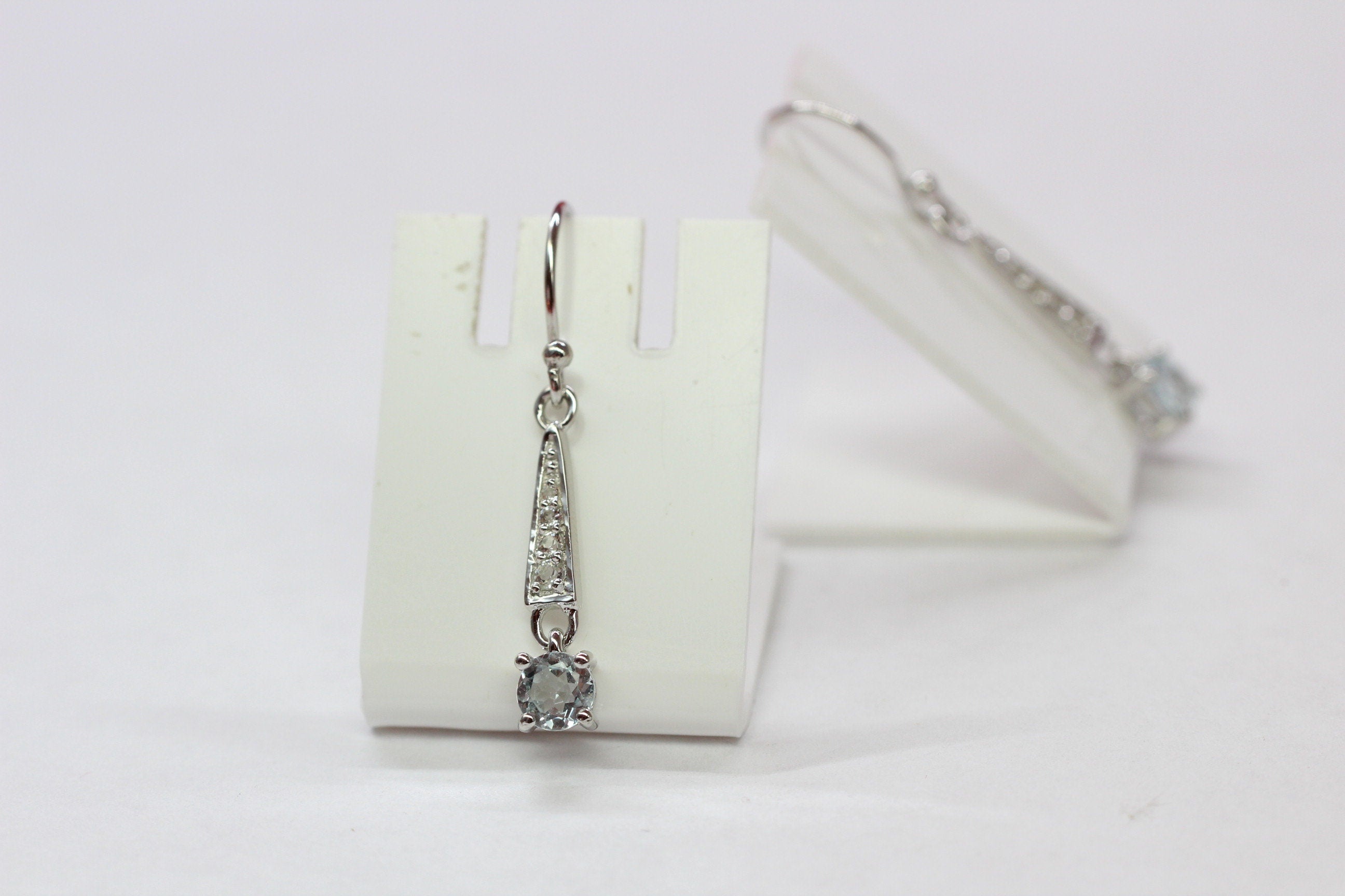 Edle 1,75 Carat Blautopas weisstopas Ohrhanger 925 Silber blauer und weisser Topas