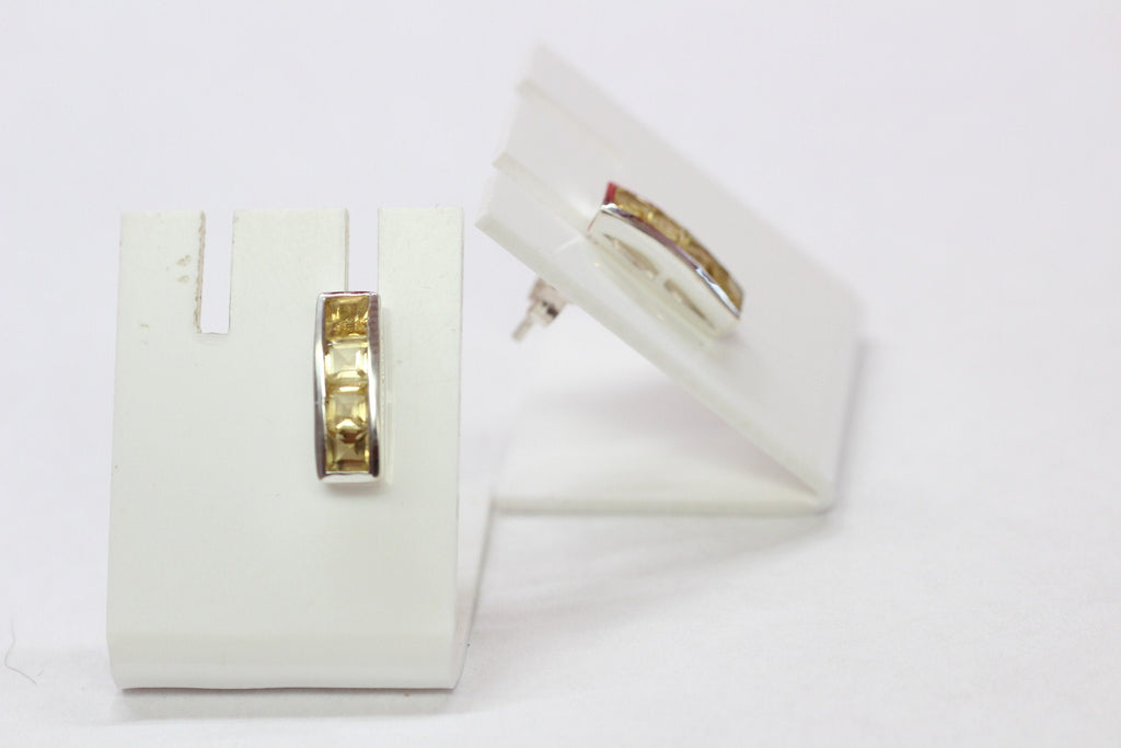 Edler 0,6 Carat Citrin Ohrstecker 925 Silber Ohrring gelber Edelstein Ohrschmuck