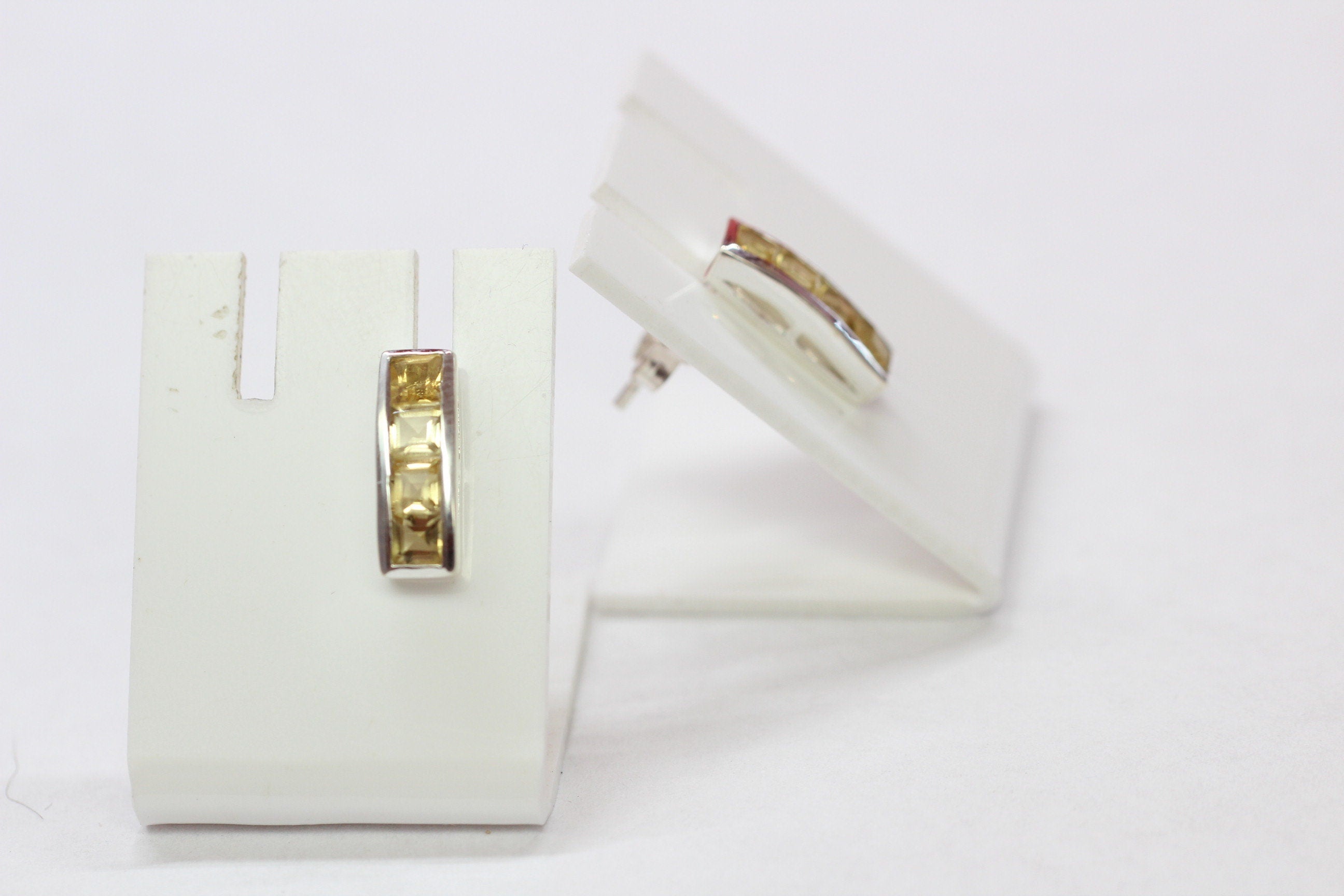 Edler 0,6 Carat Citrin Ohrstecker 925 Silber Ohrring gelber Edelstein Ohrschmuck