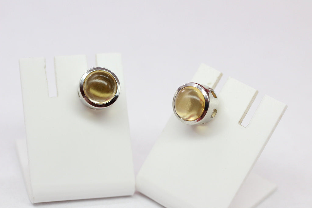 4,59 Carat Citrin Cabochon Ohrstecker 925 Silber gelber Edelstein Unisex