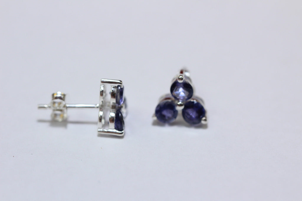 Edle 0,52 Carat Iolith Ohrstecker 925 Siilber Wassersahir Luchssaphir Ohrschmuck