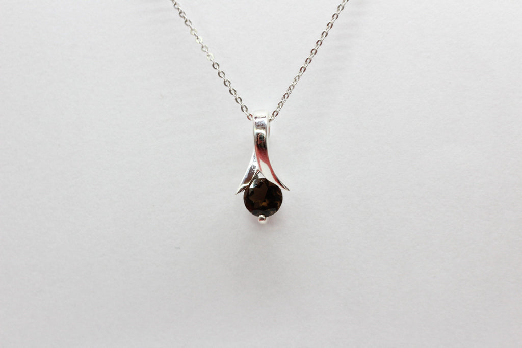 Edler 0,82 Carat Rauchquarz Anhanger 925 Silber Collier Kette Raucchtopas