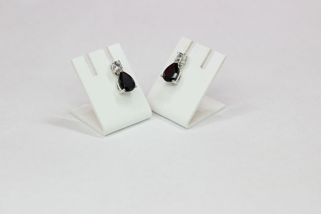 Edler 3,65 Carat Granat weisstopas Ohrstecker 925 Silber blutroter Edesltein weisstopas
