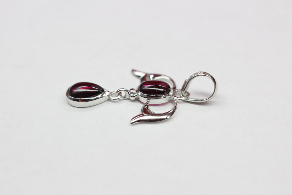 Edler 3,4 Carat Granat Anhanger Cabochon Schliff 925 Silber Collier Kette Top