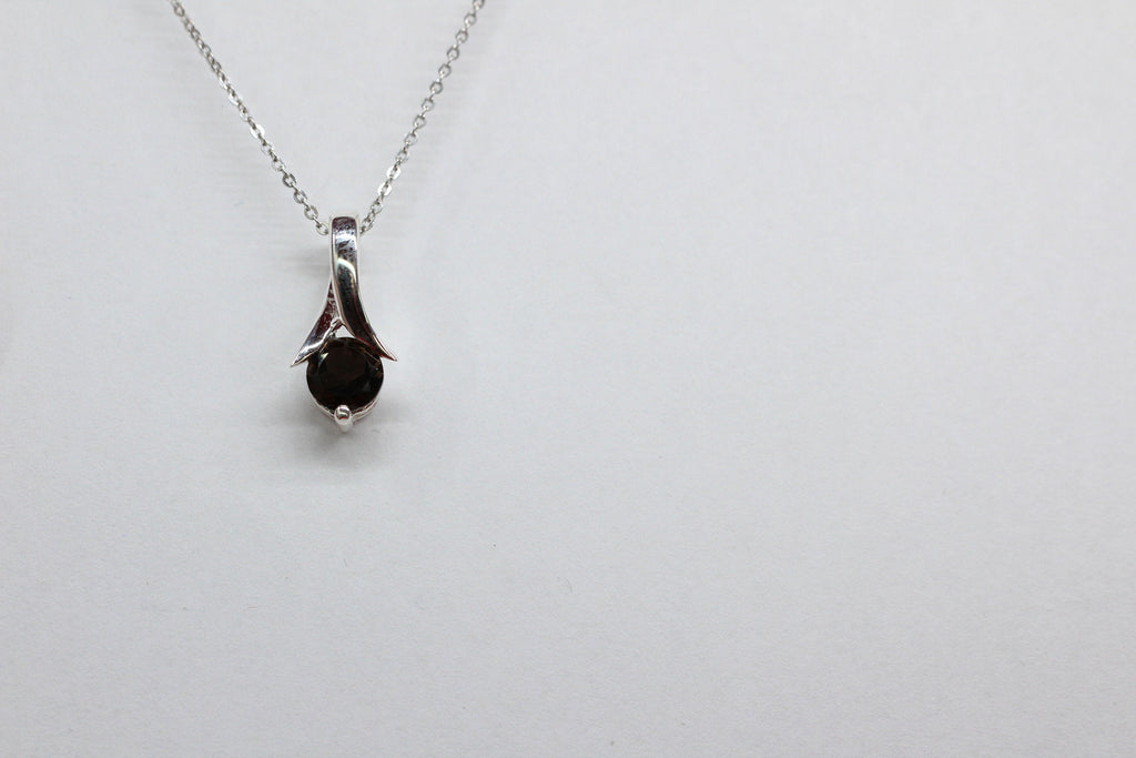 Edler 0,82 Carat Rauchquarz Anhanger 925 Silber Collier Kette Raucchtopas