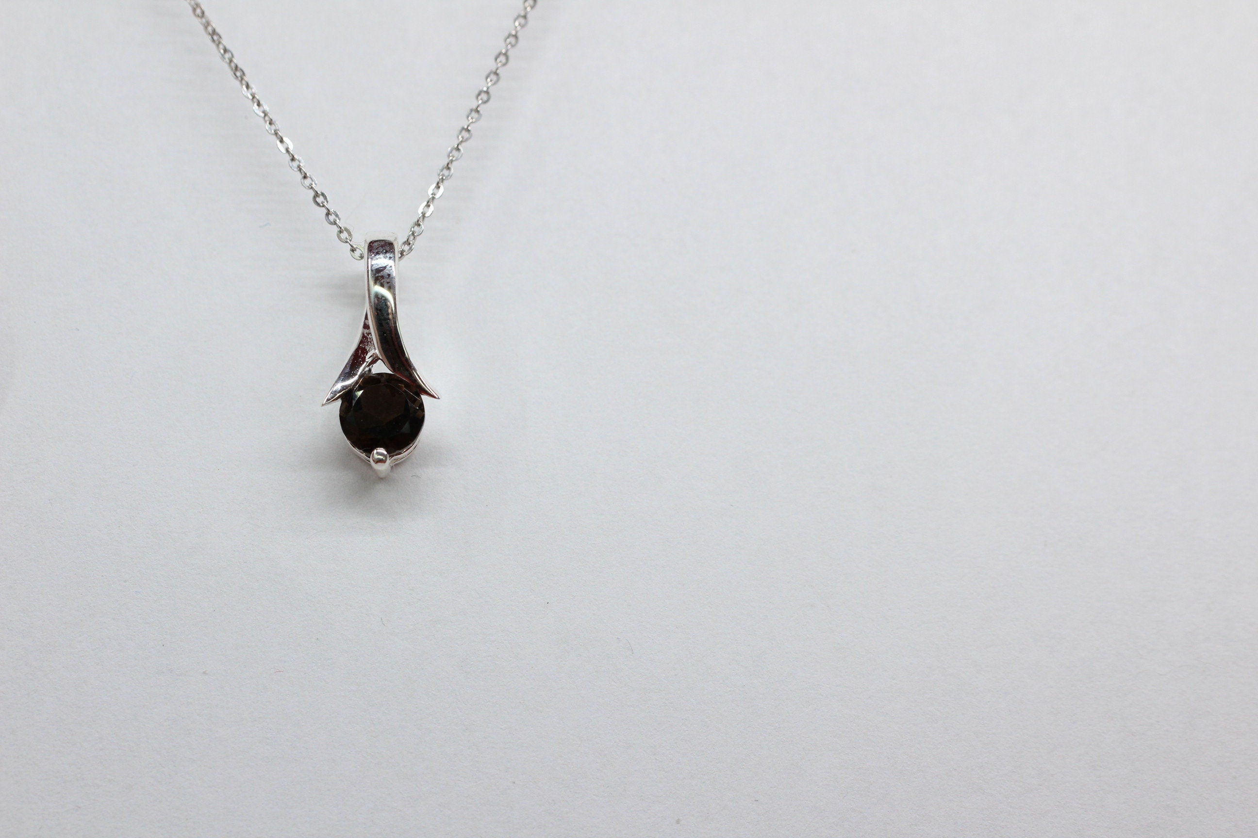 Edler 0,82 Carat Rauchquarz Anhanger 925 Silber Collier Kette Raucchtopas