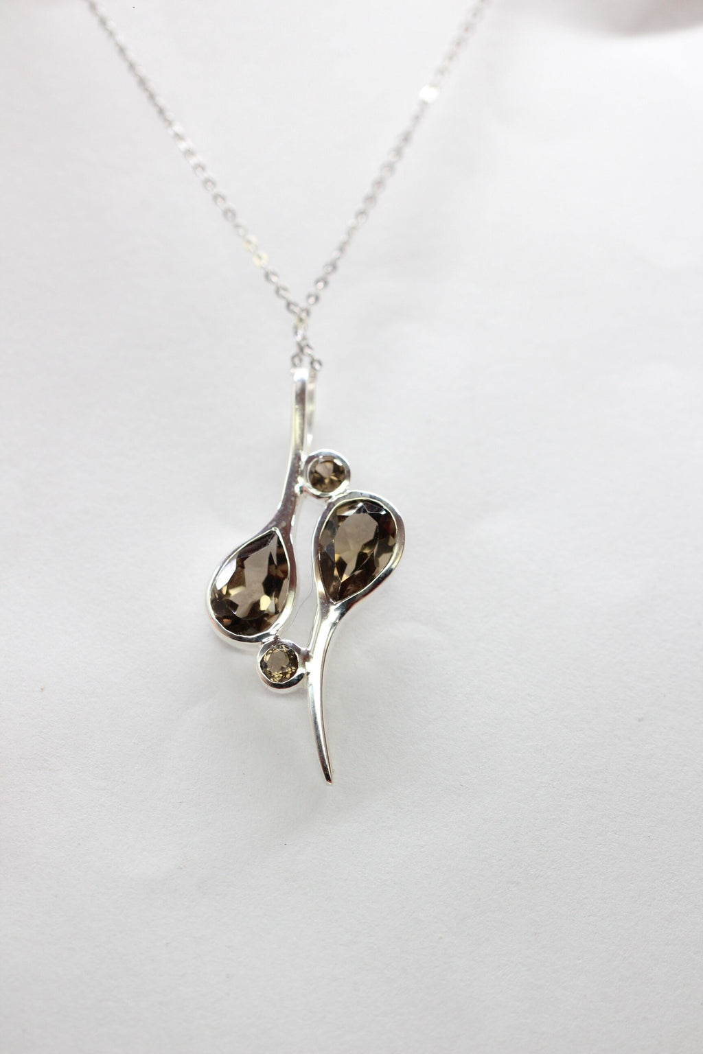 Echter Rauchquarz Silberanhänger 925, Braune Edelstein Kette, Kunstvolles Design, Statement Schmuck, Geschenk zum Jahrestag, 3,38 ct Unikat
