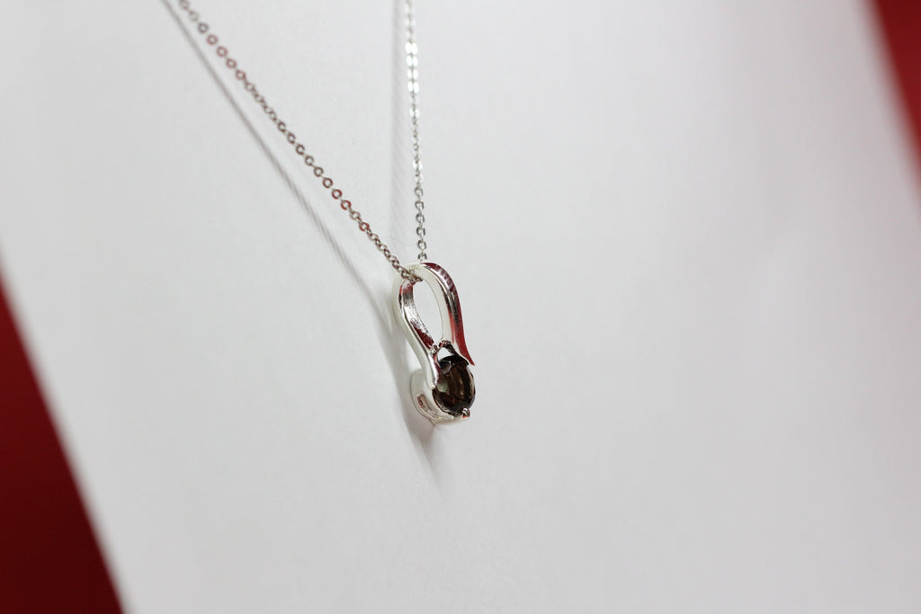 Edler 0,82 Carat Rauchquarz Anhanger 925 Silber Collier Kette Raucchtopas
