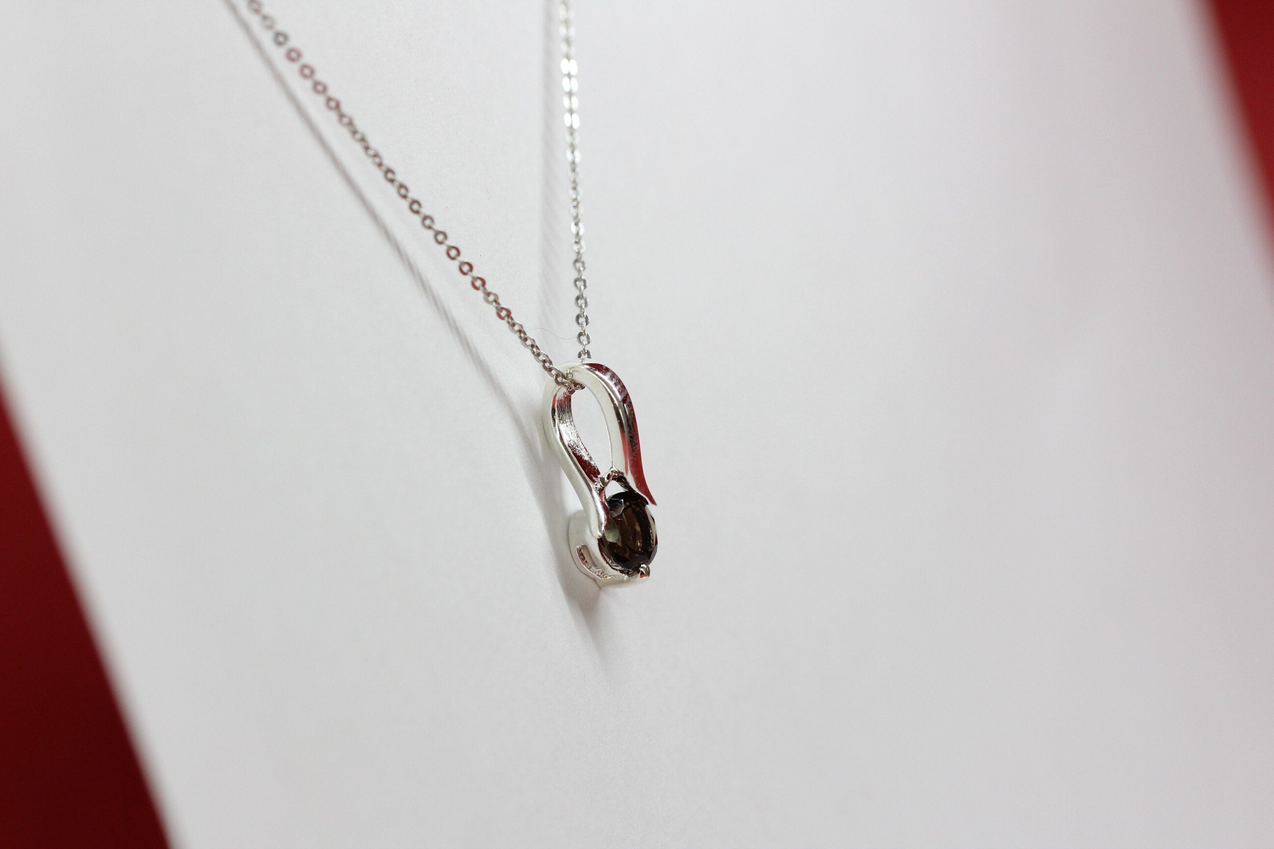Edler 0,82 Carat Rauchquarz Anhanger 925 Silber Collier Kette Raucchtopas