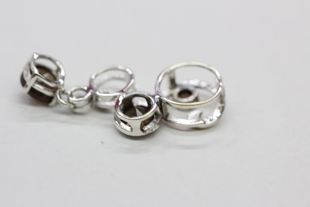 Edler 1,7 Carat Rauchquarz  Anhanger 925 Silber Collier Kette Rauchtopas Edelstein