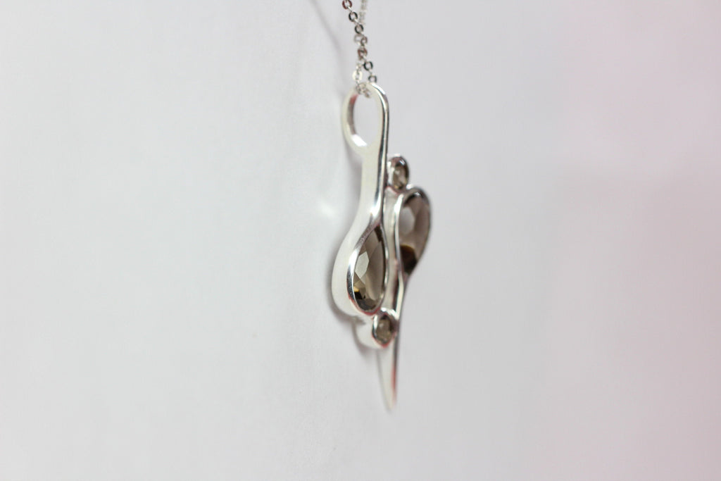 Echter Rauchquarz Silberanhänger 925, Braune Edelstein Kette, Kunstvolles Design, Statement Schmuck, Geschenk zum Jahrestag, 3,38 ct Unikat