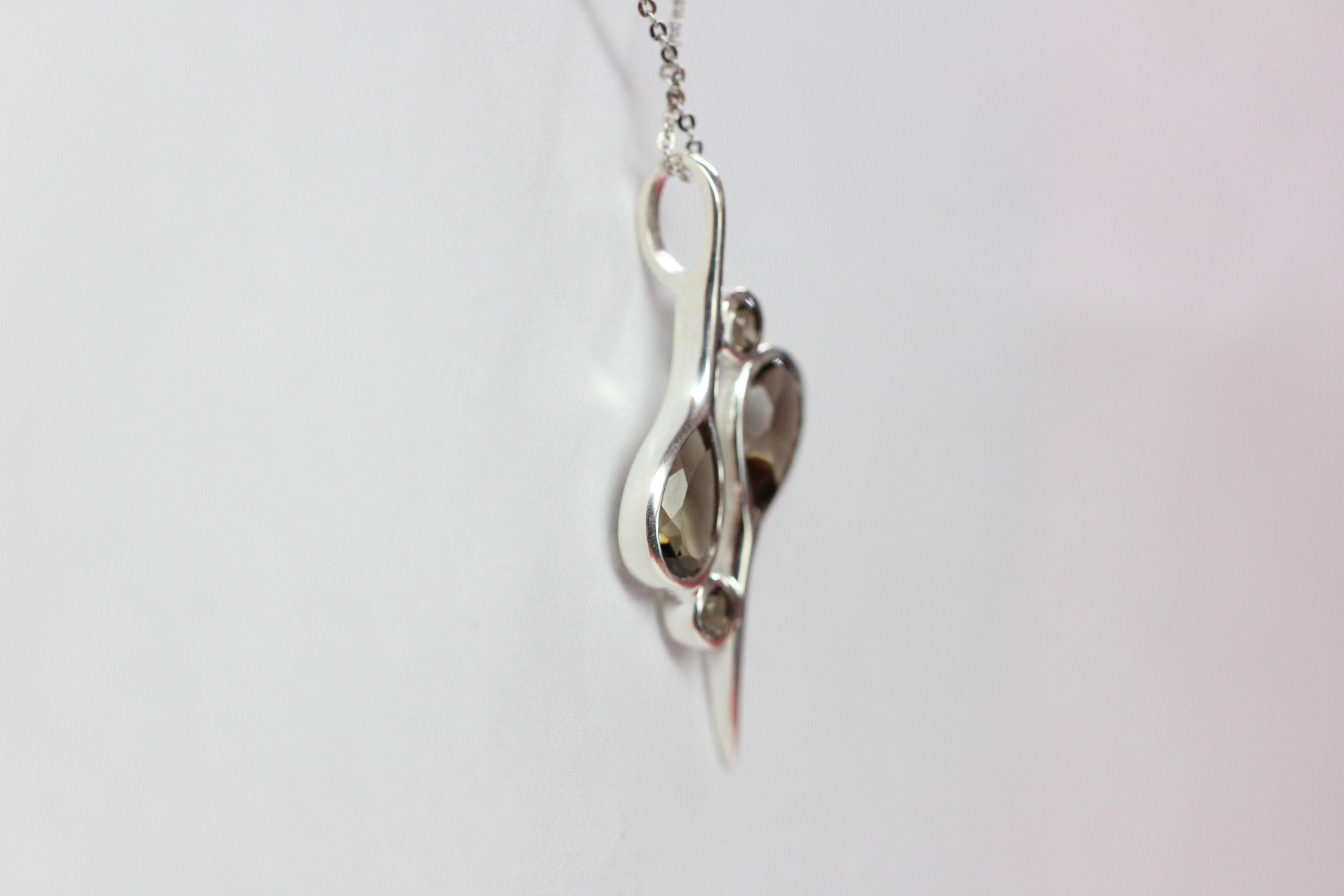 Echter Rauchquarz Silberanhänger 925, Braune Edelstein Kette, Kunstvolles Design, Statement Schmuck, Geschenk zum Jahrestag, 3,38 ct Unikat