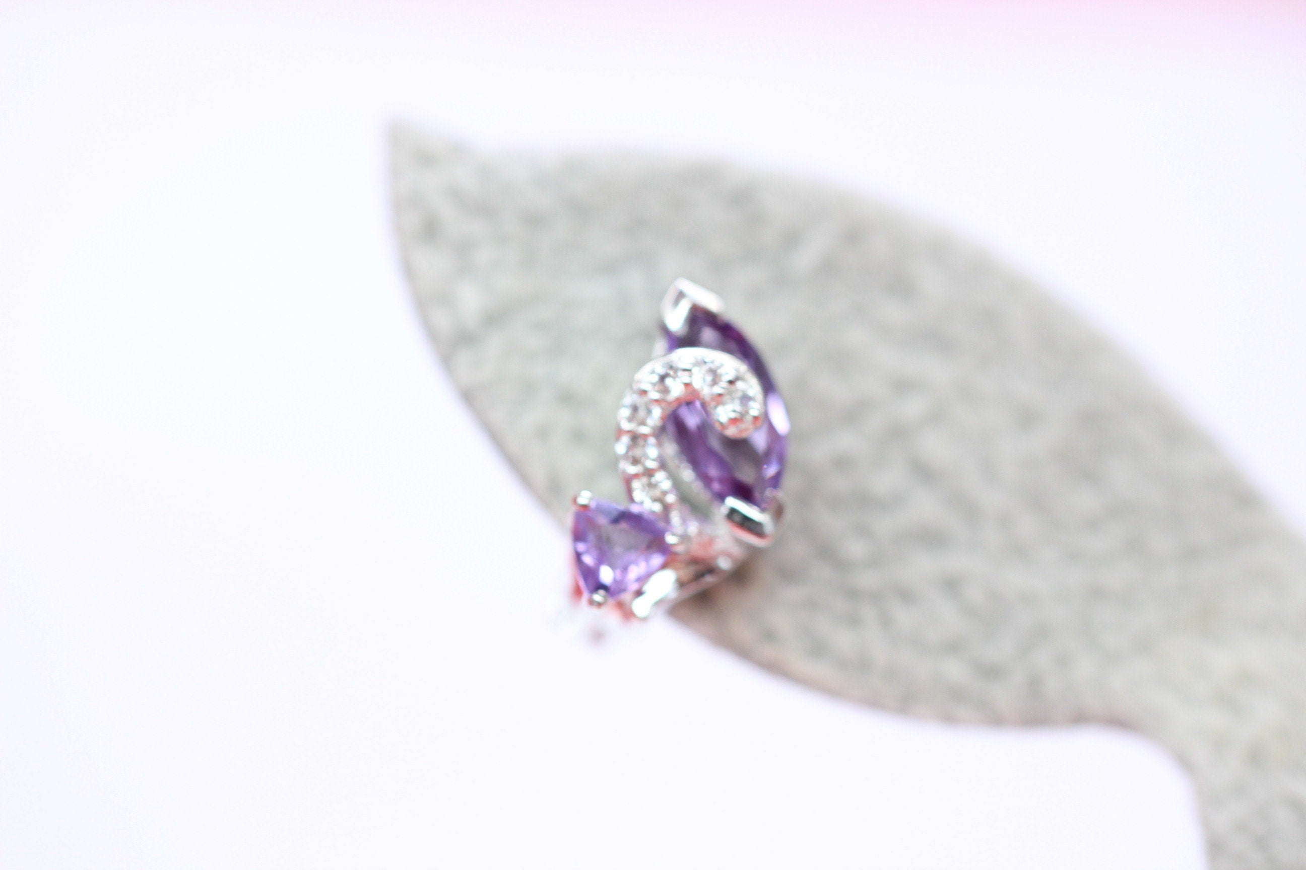 Edle 3,0 Carat Amethyst weisstopas Ohrshanger 925 Silber Ohrschmuck violletter Edelstein